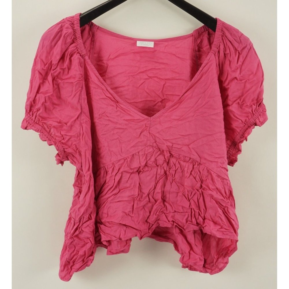 New ABOUND Cropped Dolman Sleeve V-Neck Top‎ Women's 3X Pink Rayon Chiffon Light